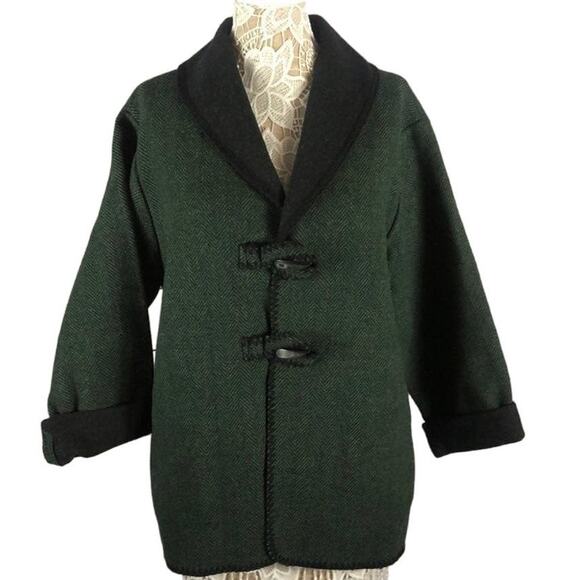 NWT Marsh landing hooded jacket/ cardigan in green herringbone size medium - Picture 1 of 13